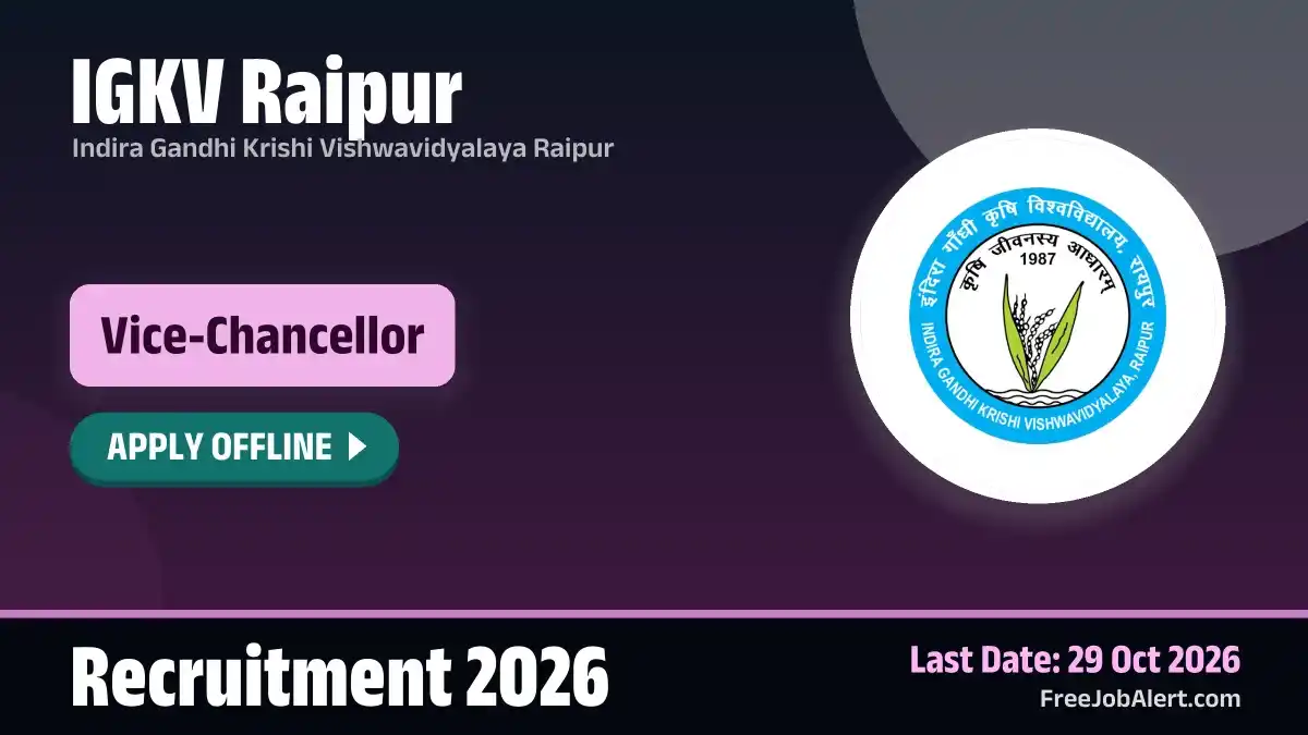 IGKV Raipur Vice-Chancellor Recruitment 2026 – Apply Offline
