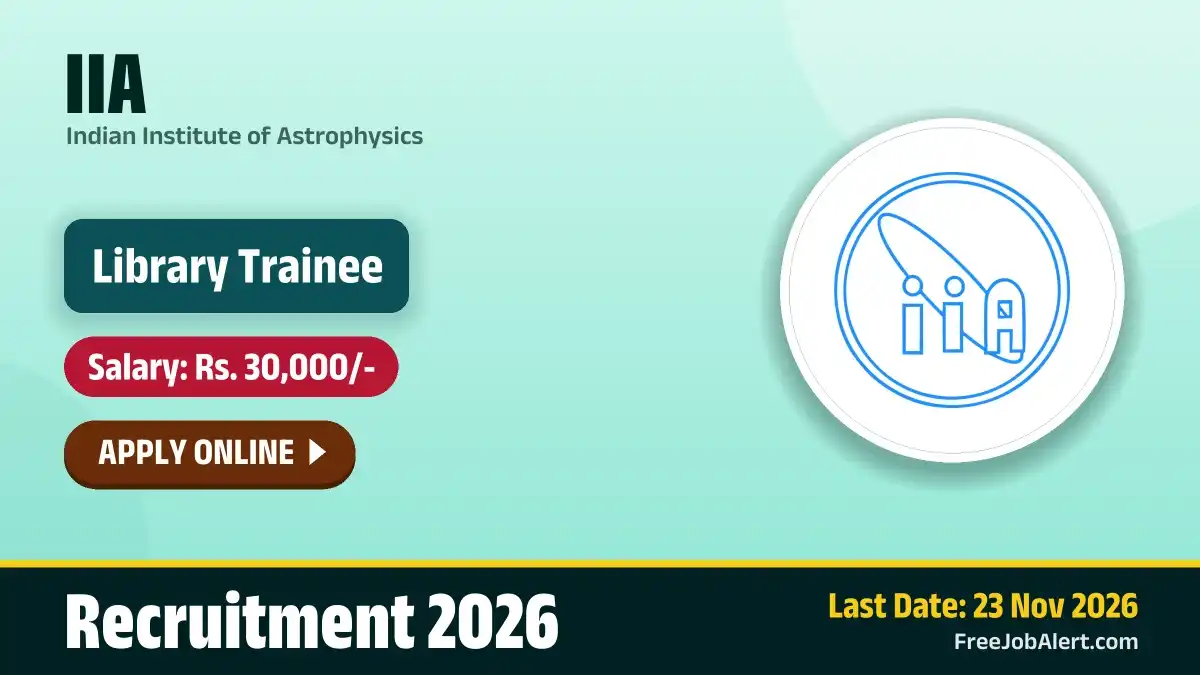 IIA Library Trainee Recruitment 2026 – Apply Online