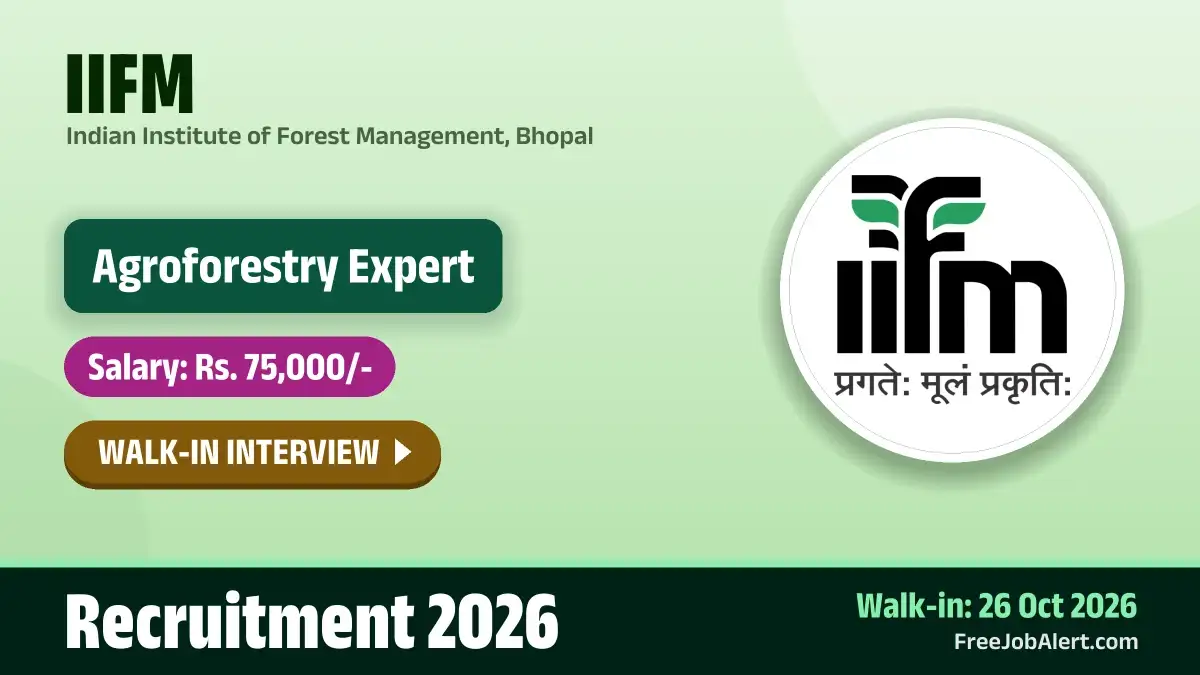 IIFM Agroforestry Expert Recruitment 2026 – Walkin