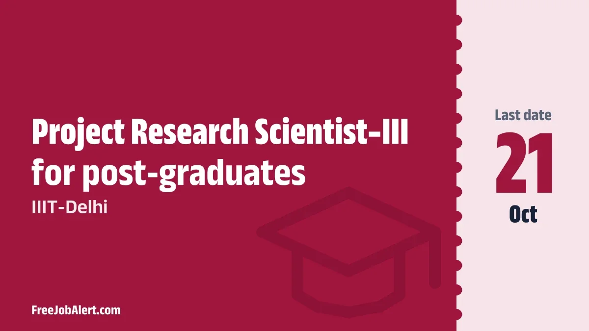 IIIT-Delhi Project Research Scientist–III Recruitment 2026 – Apply Online
