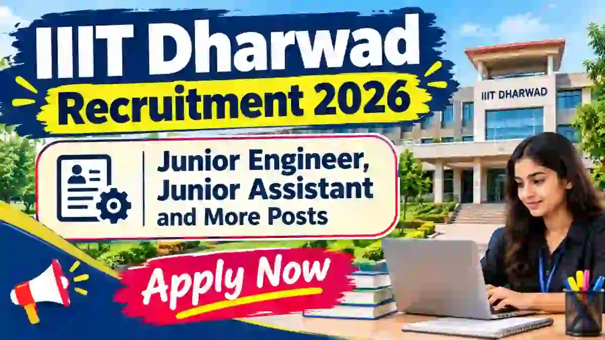 IIIT Dharwad Recruitment 2026 - Apply Online for 10 Junior Engineer, Junior Assistant and More Posts IIIT Dharwad Recruitment 2026 - Apply Online for 10 Junior Engineer, Junior Assistant and More Posts