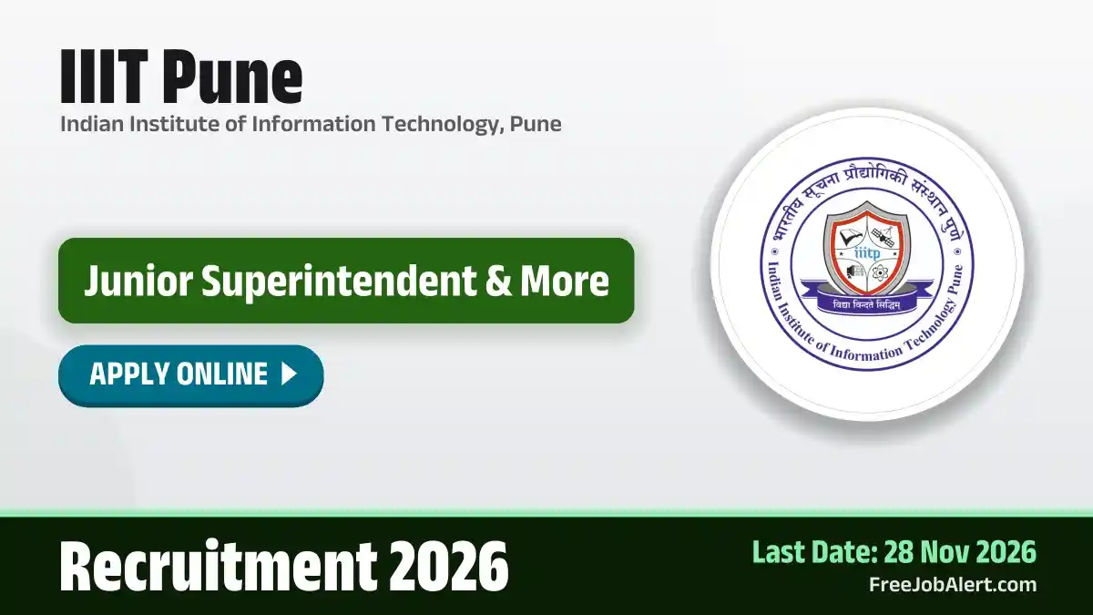 IIIT Pune Non Teaching Recruitment 2026 – Apply Online for 8 Junior Superintendent, Junior Engineer Posts