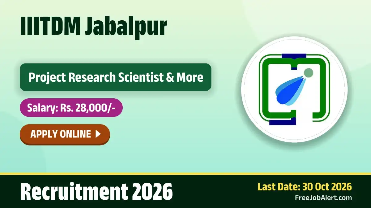 IIITDM Jabalpur Recruitment 2026 – Apply Online for 5 Project Research Scientist and Project Technical Support Posts IIITDM Jabalpur Recruitment 2026 – Apply Online for 5 Project Research Scientist and Project Technical Support Posts