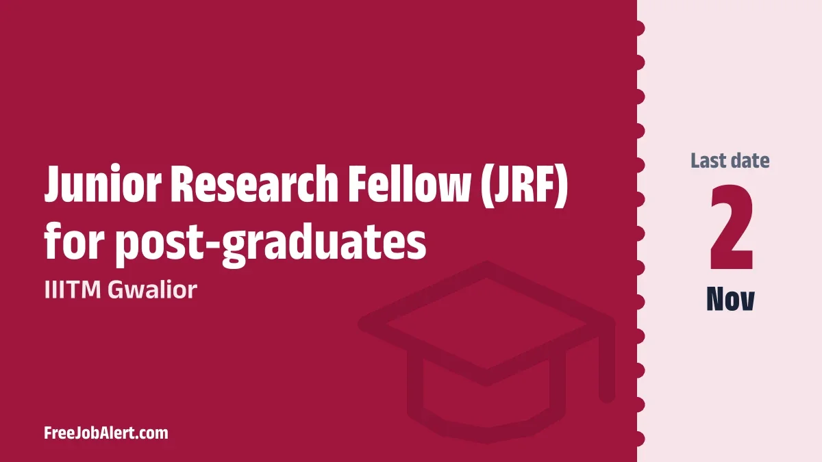 IIITM Gwalior Junior Research Fellow Recruitment 2026 – Apply Online