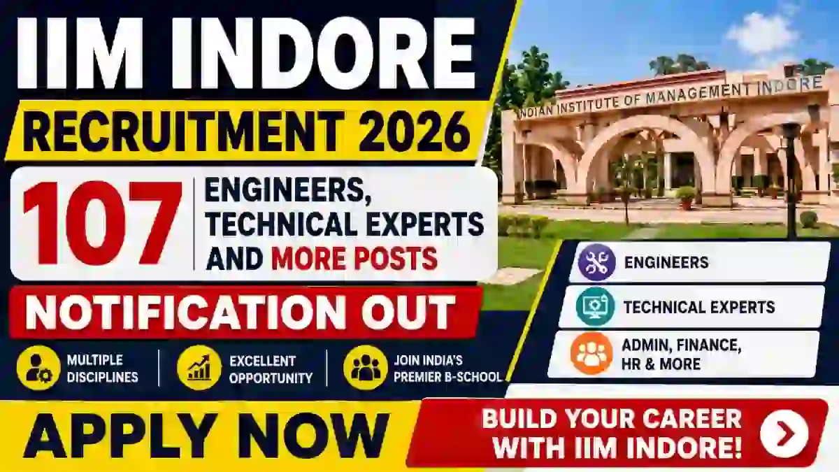 IIM Indore Recruitment 2026 - Apply Offline for 107 Engineers, Technical Experts and More Posts