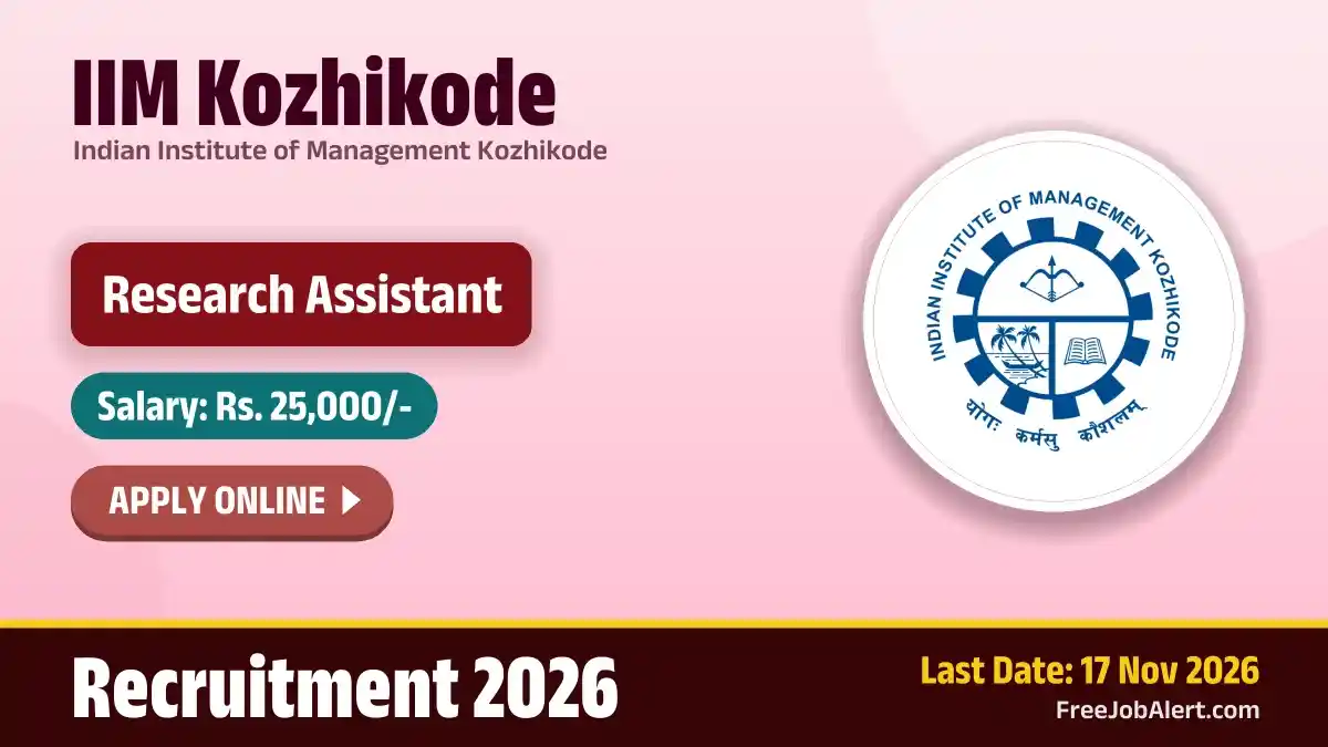 IIM Kozhikode Research Assistant Recruitment 2026 – Apply Online