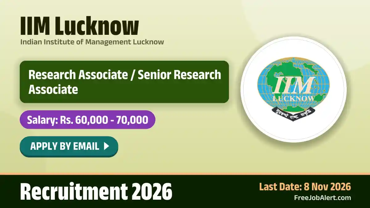 IIM Lucknow Recruitment 2026 – Apply Online for Research Associate / Senior Research Associate Posts