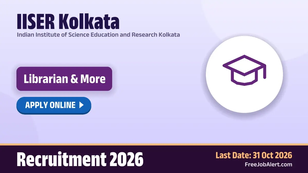 IISER Kolkata Recruitment 2026 – Apply Online for 2 Librarian, Deputy Librarian Posts
