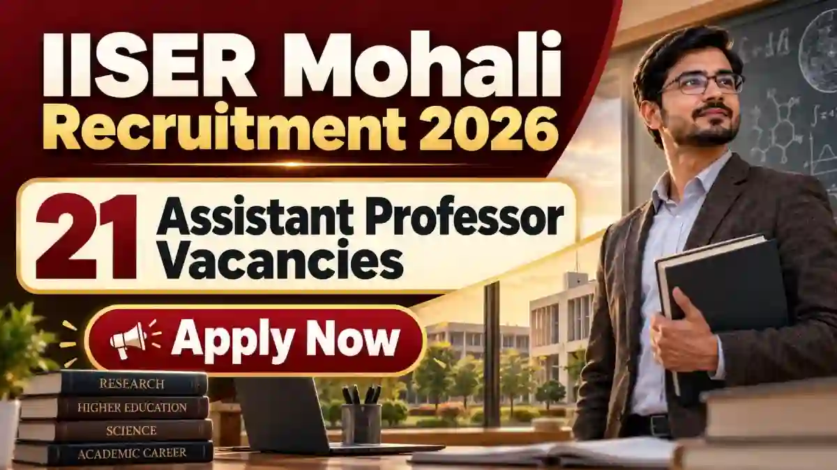 IISER Mohali Assistant Professor Recruitment 2026 - Apply Online for 21 Posts