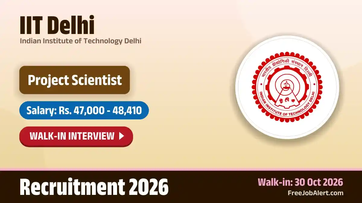 IIT Delhi Project Scientist (Electrical Engineering) Recruitment 2026 – Walkin