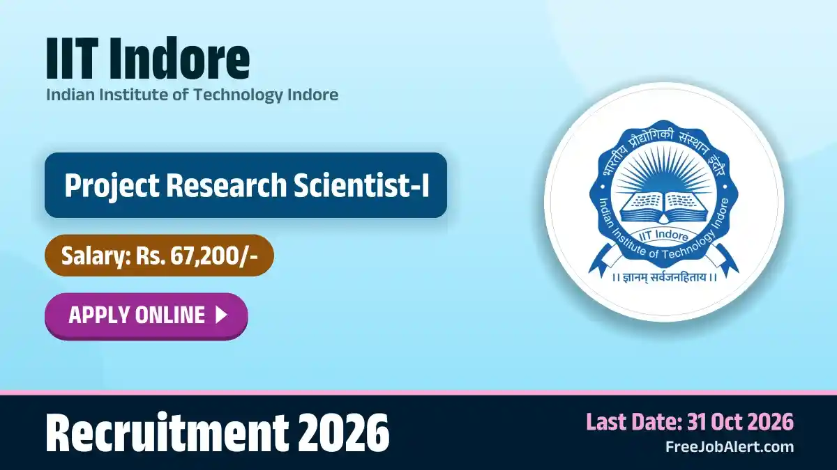 IIT Indore Project Research Scientist I Recruitment 2026 – Apply Online