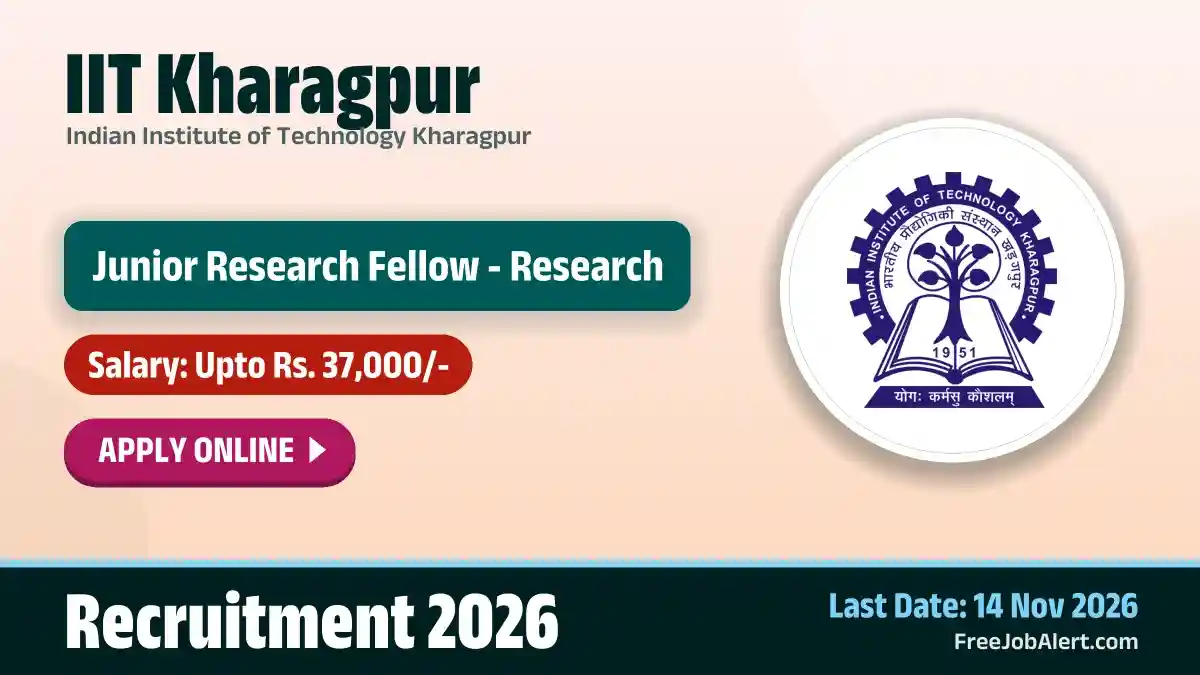 IIT Kharagpur Junior Research Fellow (Chemical Engineering) Recruitment 2026 – Apply Online IIT Kharagpur Junior Research Fellow (Chemical Engineering) Recruitment 2026 – Apply Online