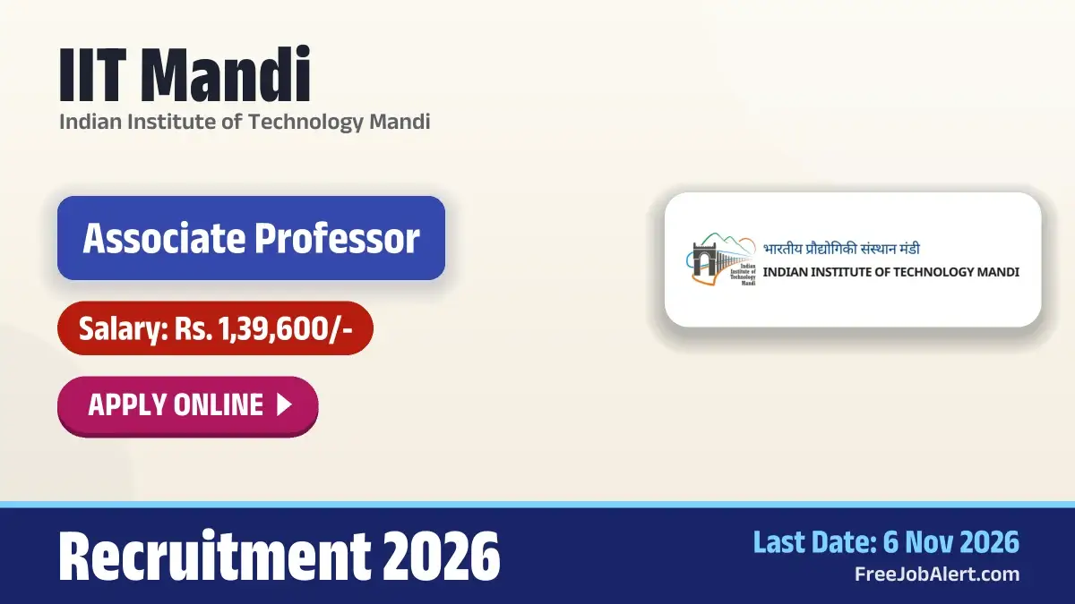 IIT Mandi Associate Professor Recruitment 2026 – Apply Online