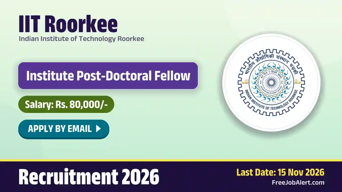 IIT Roorkee Institute Post-Doctoral Fellow Recruitment 2026 – Apply Online