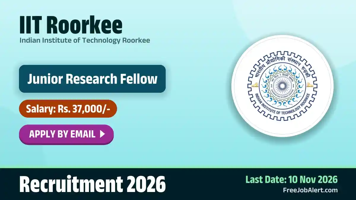 IIT Roorkee Junior Research Fellow (Mechanical & Industrial Engineering) Recruitment 2026 – Apply Online IIT Roorkee Junior Research Fellow (Mechanical & Industrial Engineering) Recruitment 2026 – Apply Online
