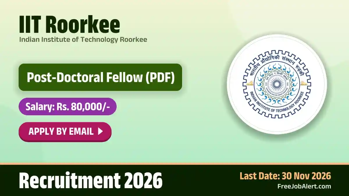 IIT Roorkee Post-Doctoral Fellow (Institute Instrumentation Centre) Recruitment 2026 – Apply Online