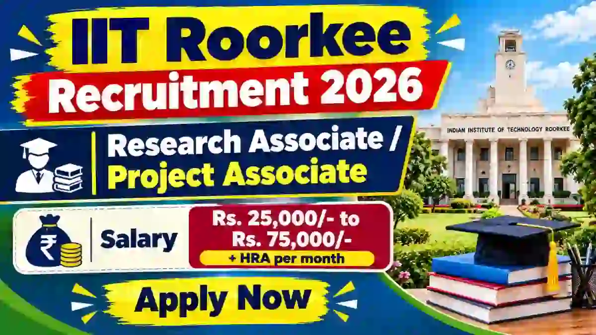 IIT Roorkee Research Associate/ Project Associate Recruitment 2026 - Apply Online