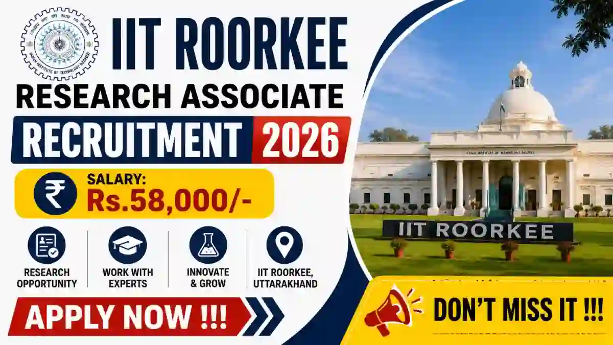 IIT Roorkee Research Associate Recruitment 2026 - Apply Offline