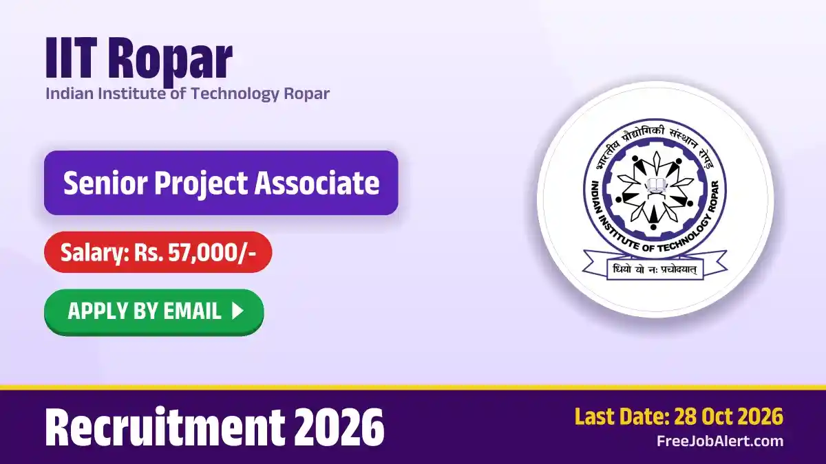IIT Ropar Senior Project Associate Recruitment 2026 – Apply Online