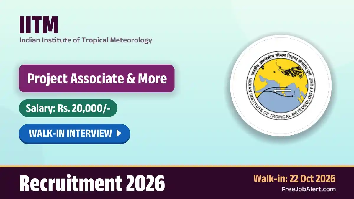 IITM Recruitment 2026 – Walkin for 31 Project Associate, Technical Assistant and More Posts IITM Recruitment 2026 – Walkin for 31 Project Associate, Technical Assistant and More Posts