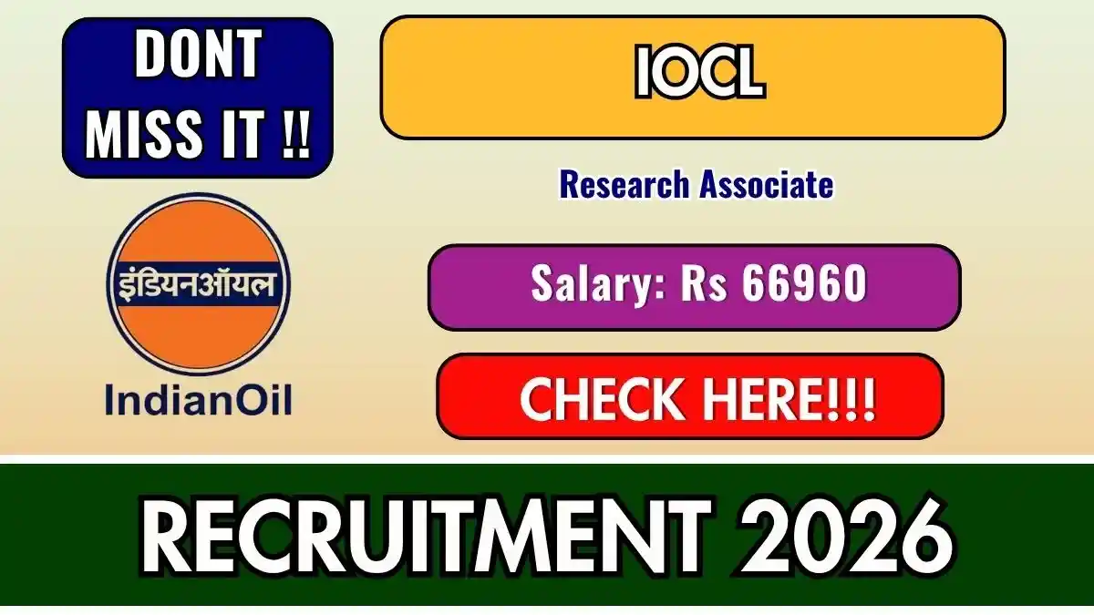IOCL Research Associate Recruitment 2026 - Apply Online