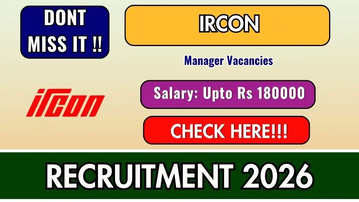 IRCON Manager Recruitment 2026 - Apply Offline IRCON Manager Recruitment 2026 - Apply Offline