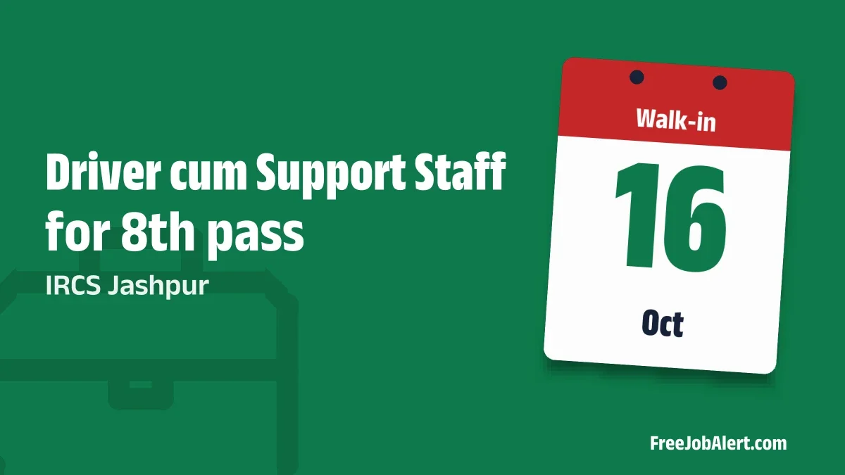 IRCS Jashpur Driver cum Support Staff Recruitment 2026 – Walkin