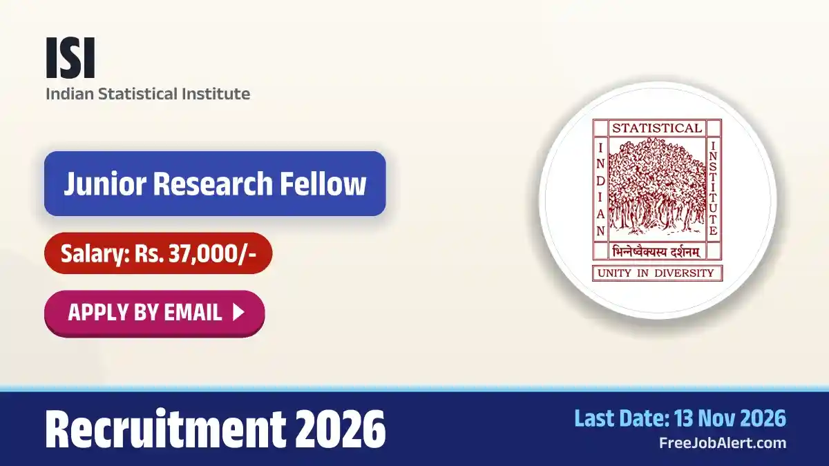ISI Junior Research Fellow Recruitment 2026 – Apply Online ISI Junior Research Fellow Recruitment 2026 – Apply Online