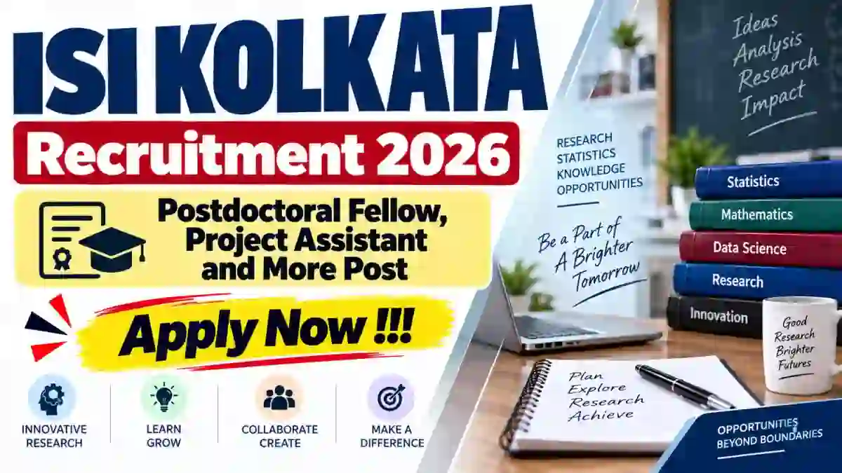 ISI Kolkata Recruitment 2026 - Apply Online for Postdoctoral Fellow, Project Assistant and More Post
