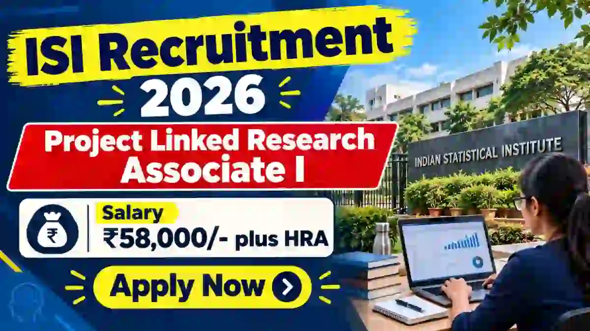 ISI Project Linked Research Associate I Recruitment 2026 - Apply Online