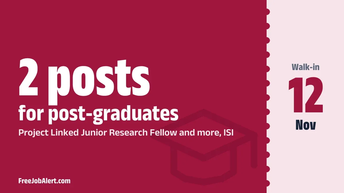 ISI Recruitment 2026 – Apply Online for Project Linked Junior Research Fellow, Project Associate Posts
