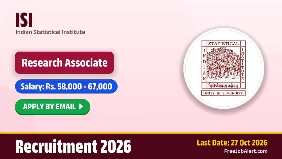 ISI Research Associate Recruitment 2026 – Apply Online ISI Research Associate Recruitment 2026 – Apply Online