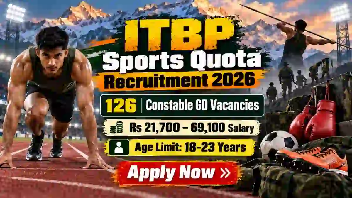 ITBP Sports Quota Recruitment 2026 Notification Out - Apply Online for 126 Constable GD Posts