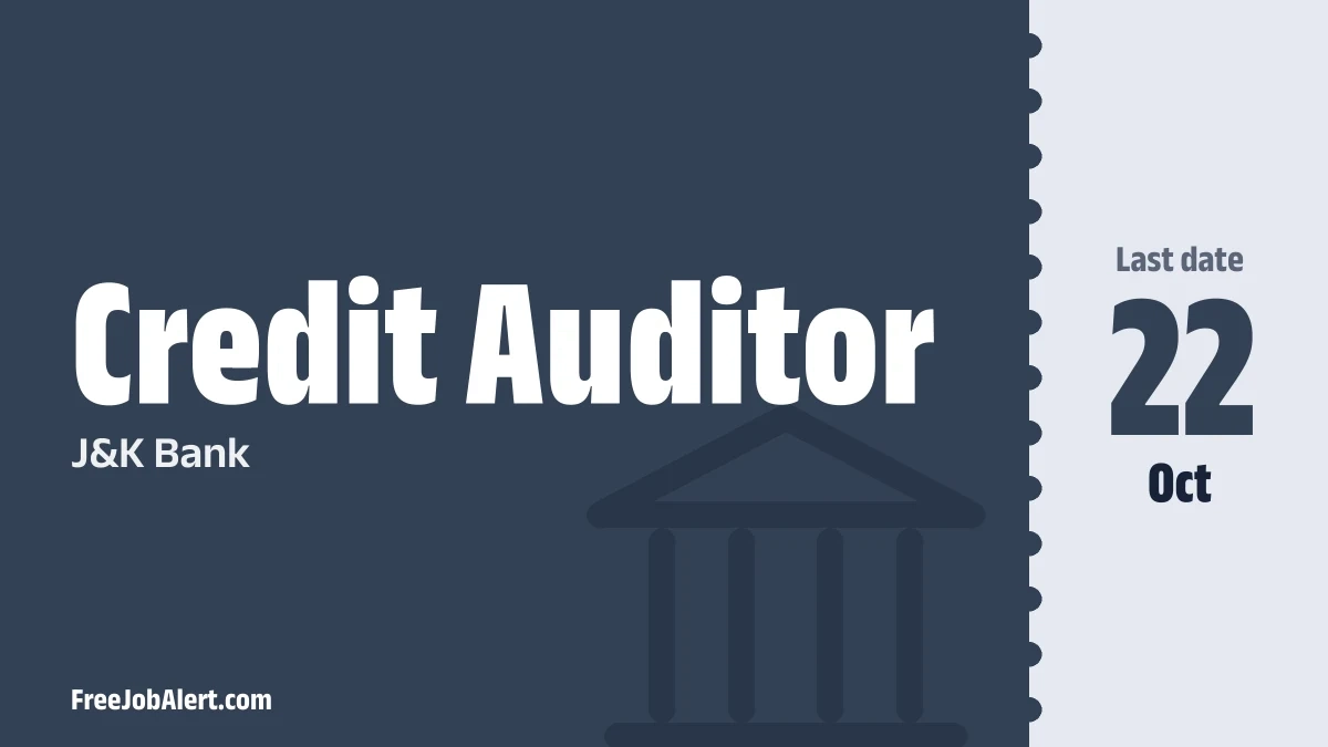 J&K Bank Credit Auditor Recruitment 2026 – Apply Online