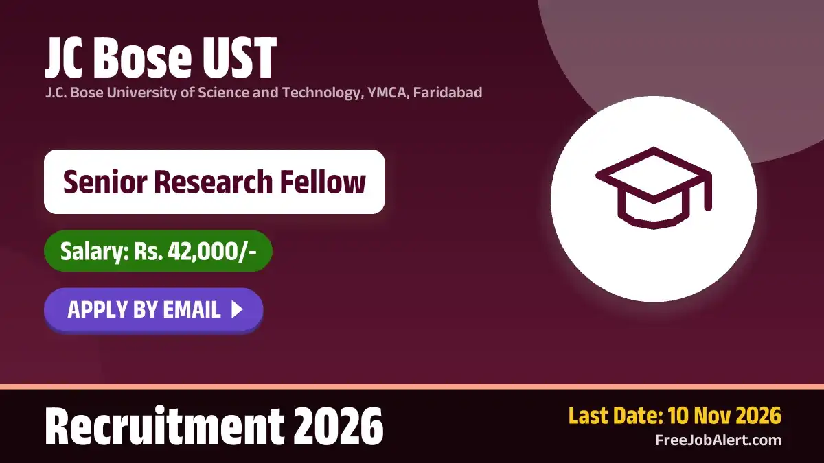 JC Bose UST Senior Research Fellow Recruitment 2026 – Apply Online JC Bose UST Senior Research Fellow Recruitment 2026 – Apply Online