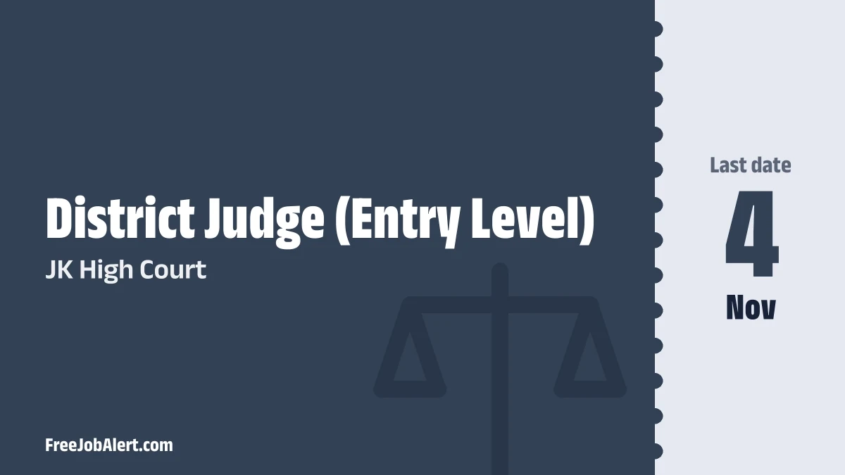 JK High Court District Judge (Entry Level) Recruitment 2026 – Apply Online for 16 Posts JK High Court District Judge (Entry Level) Recruitment 2026 – Apply Online for 16 Posts