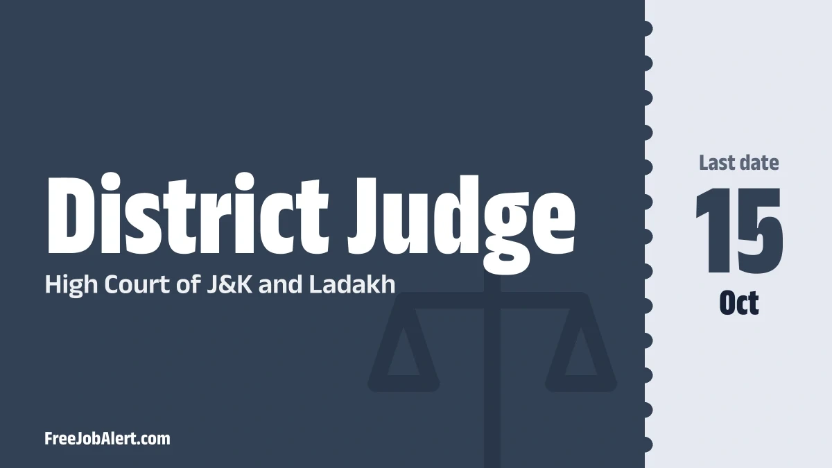 JK High Court District Judge Recruitment 2026 – Apply Online for 11 Posts JK High Court District Judge Recruitment 2026 – Apply Online for 11 Posts