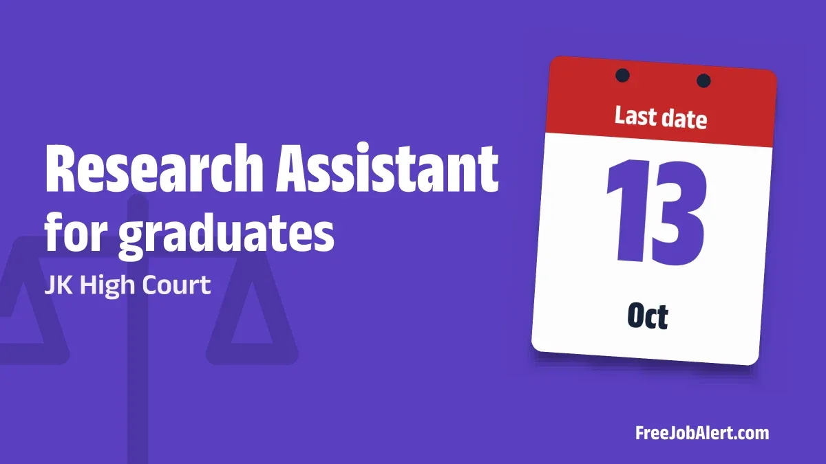 JK High Court Research Assistant Recruitment 2026 – Apply Online for 7 Posts