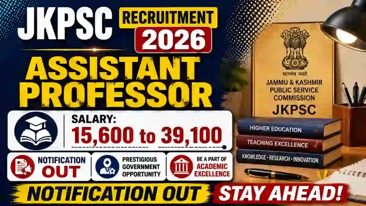 JKPSC Assistant Professor Recruitment 2026 - Apply Online for 70 Posts