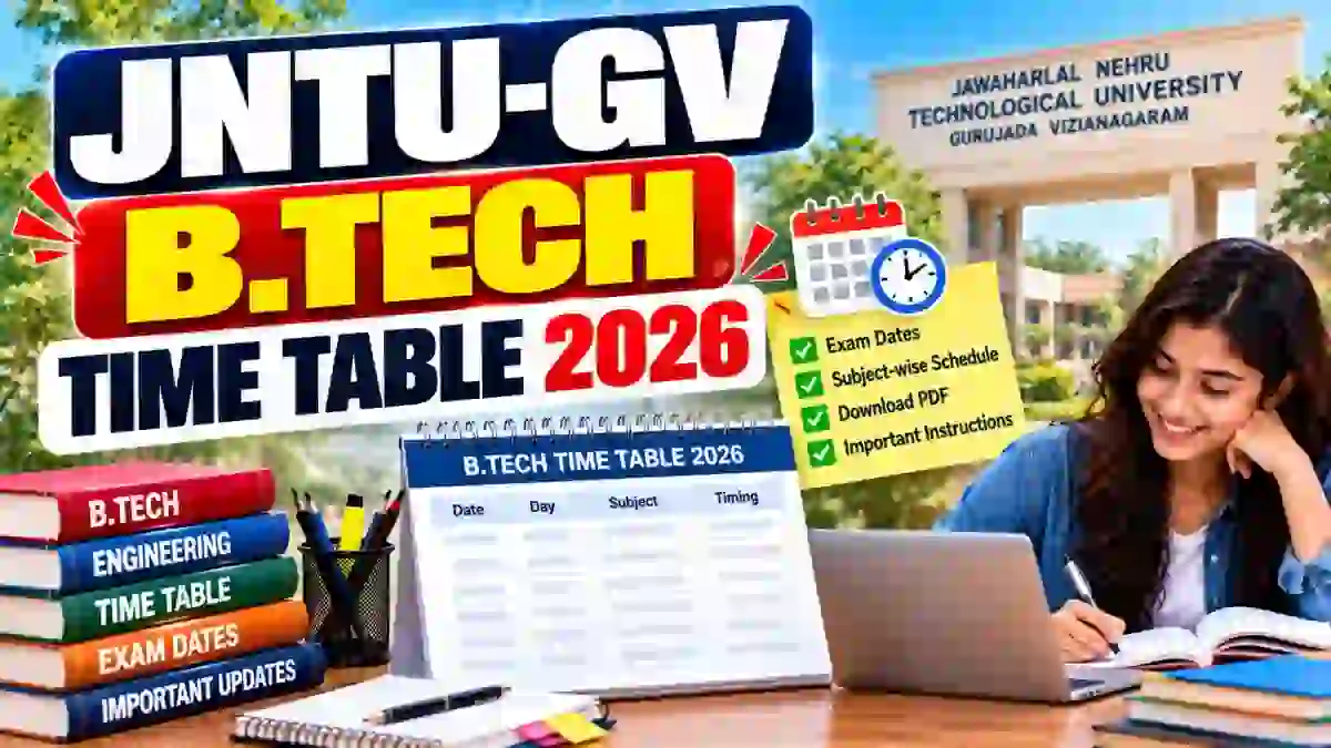 JNTU-GV B.Tech Time Table 2026 Out - Download 1st Semester Time Table Online @ jntugv.edu.in JNTU-GV B.Tech Time Table 2026 Out - Download 1st Semester Time Table Online @ jntugv.edu.in