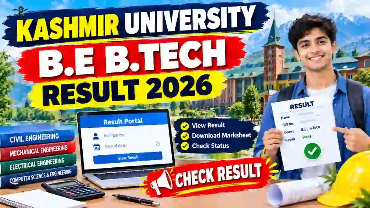 Kashmir University 8th Sem Re-Evaluation Result 2026 Out - Check B.E & B.Tech Result Online @ kashmiruniversity.net
