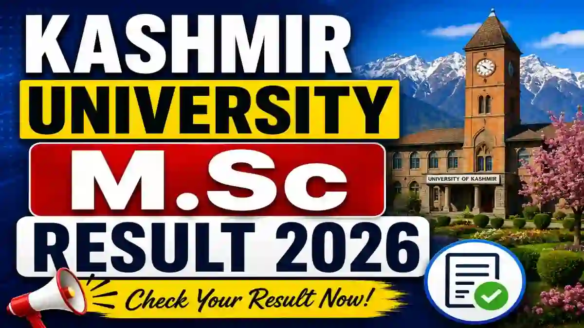 Kashmir University M.Sc Result 2026 Out - Check 4th Semester Result Online @ kashmiruniversity.net