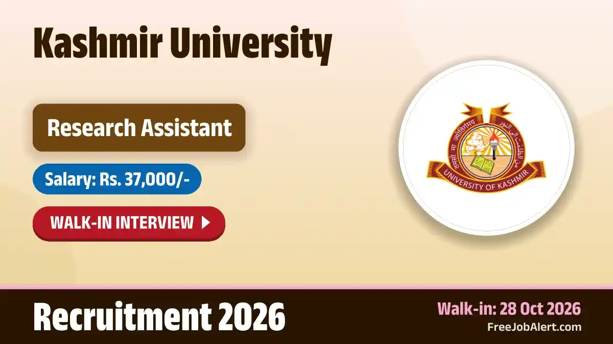 Kashmir University Research Assistant Recruitment 2026 – Walkin Kashmir University Research Assistant Recruitment 2026 – Walkin
