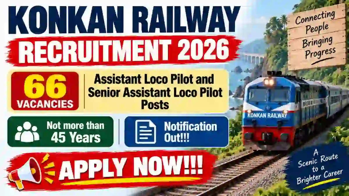 Konkan Railway Recruitment 2026 - Apply Offline for 66 Assistant Loco Pilot and Senior Assistant Loco Pilot Posts