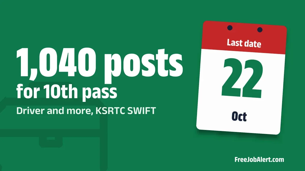 KSRTC SWIFT Recruitment 2026 Notification Out – Apply Online for 1040 Driver, Conductor and More Posts KSRTC SWIFT Recruitment 2026 Notification Out – Apply Online for 1040 Driver, Conductor and More Posts