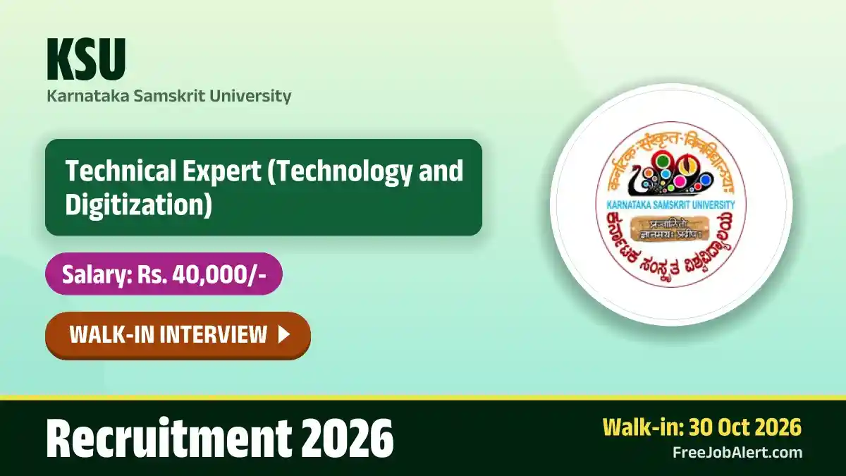 KSU Technical Expert Recruitment 2026 – Walkin