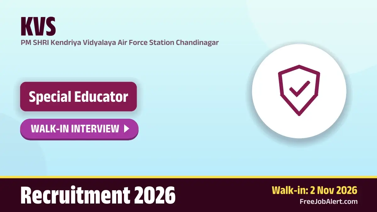 KVS Special Educator Recruitment 2026 – Walkin KVS Special Educator Recruitment 2026 – Walkin