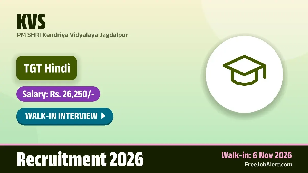 KVS TGT Hindi Recruitment 2026 – Walkin KVS TGT Hindi Recruitment 2026 – Walkin