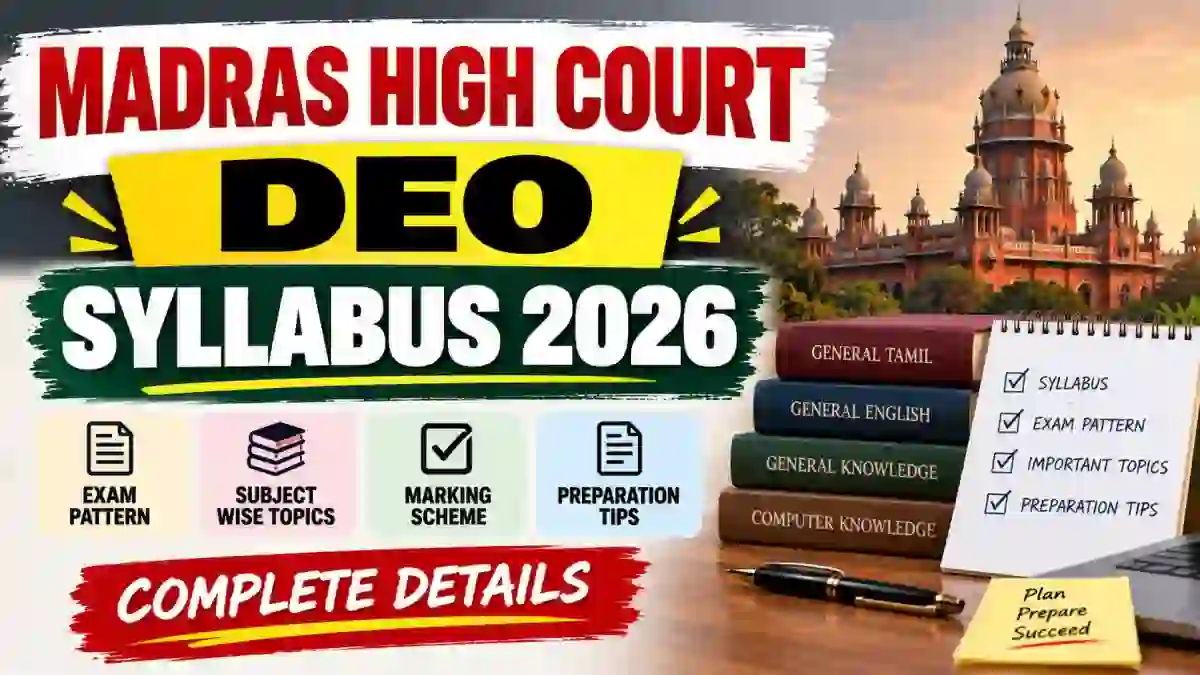 Madras High Court DEO Syllabus 2026 - Check Exam Pattern PDF Madras High Court DEO Syllabus 2026 - Check Exam Pattern PDF