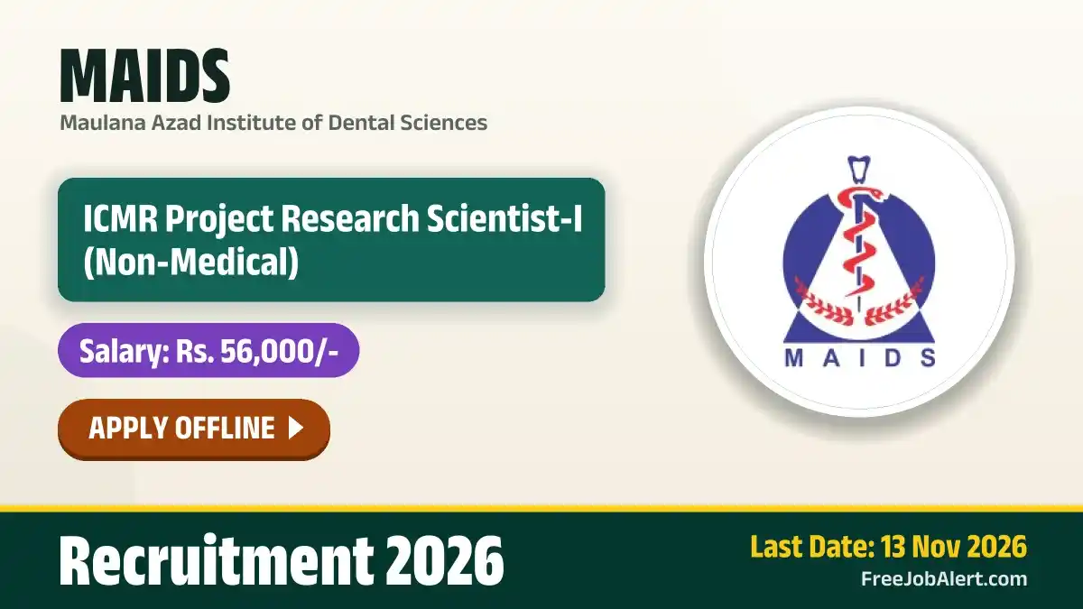 MAIDS ICMR Project Research Scientist I Recruitment 2026 – Apply Offline